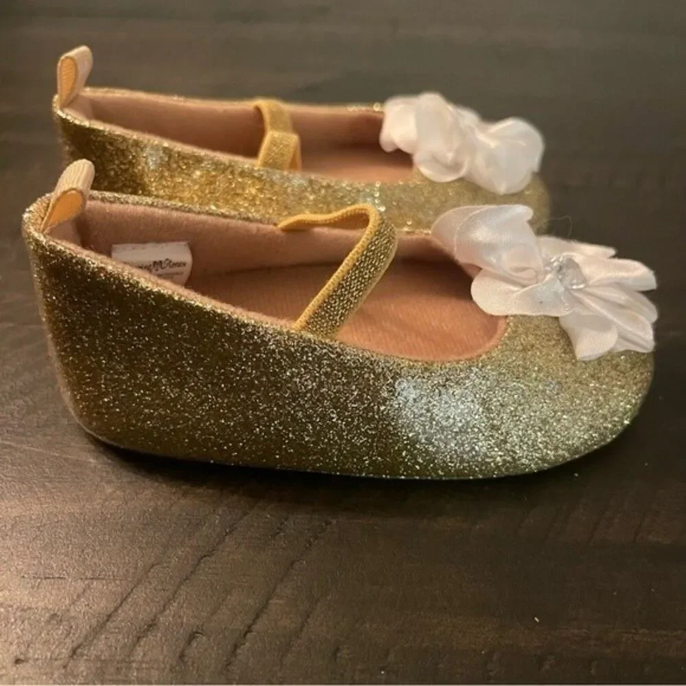 Stepping Stones Baby Gold Sparkly Ballet Flats 9-12 mos